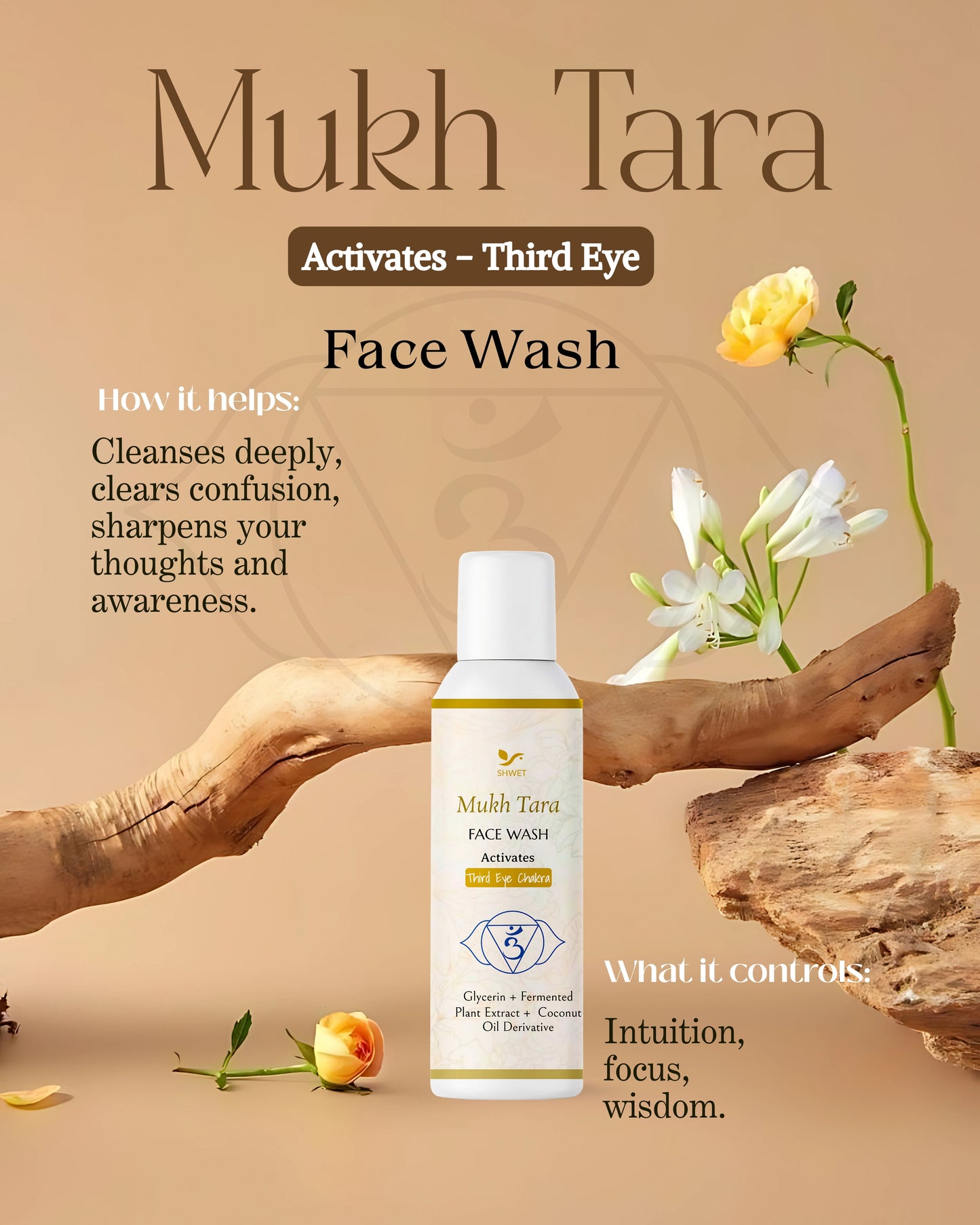 Mukh Tara face wash for activating third eye; cleanses and enhances intuition and awareness.